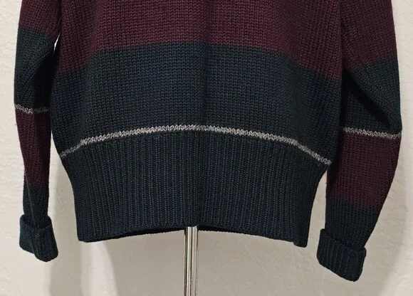 Vintage Polo Ralph Lauren Sweater Wool Handknit Colorblock Crewneck Large 90s